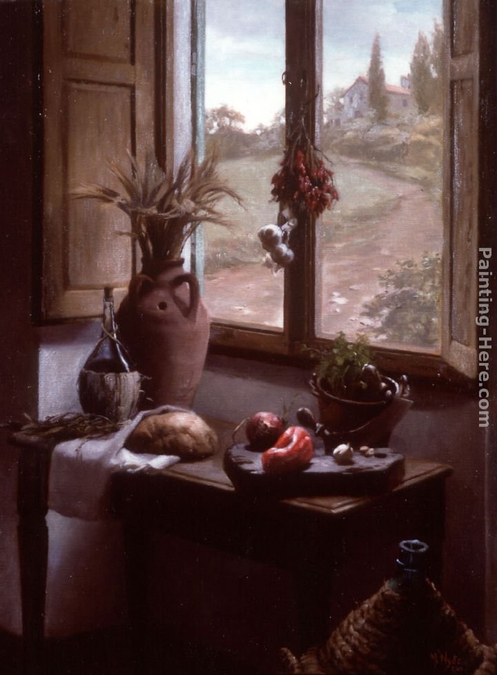 Maureen Hyde Still Life with a View ( Interior with Landscape through a Window)